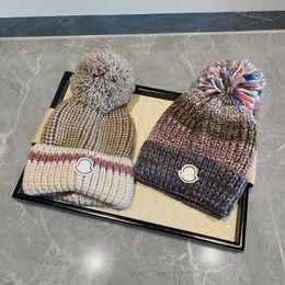 Stylish Knitted Hat Designer Winter Warm Cap Beanie Caps for Man Woman Cute Fur Ball Hats 4 Colours