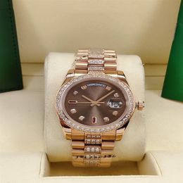 Diamond Watches Mens Automatic Movement Mechanical Wristwatches 41mm 36mm women Watchs Rose aaa Reloj luxury designer blue brown d2606