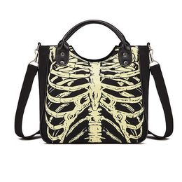 2023 Women s Bag Fashion Canvas Glow Skull Crossbody Print Tote Bags Shoulder Womens Handbag Halloween 230927