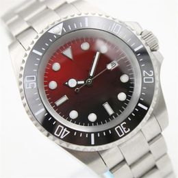 AH Quality D-Red 44MM Watches Deep Ceramic Bezel SEA-Dweller Sapphire Cystal Stainless Steel 316L Glide Lock Clasp Automatic Mecha251A