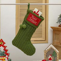 Christmas Decorations Soft Touch Stocking Festive Decoration Handmade Reusable Knitted Xmas Tree Hanging Gift Bag For Party Holiday