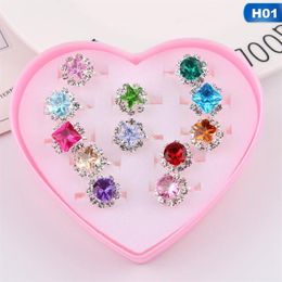 12 24 36pcs Jewellery Rings With Heart Shape Box Birthday Gift Adjustable Set For Little Girls Cluster250k