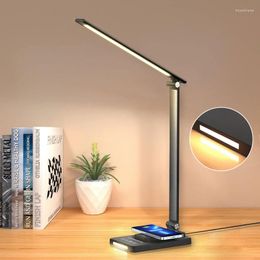 Table Lamps LED Wireless Lamp 10W QI Dimmable Foldable Desk With Night Light Multifunctional Lighting Plug For Home/Office