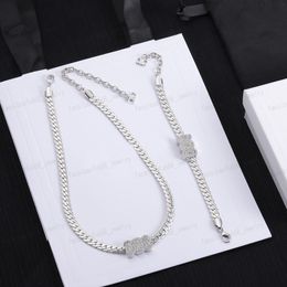 Designer jewelry Silver Bracelet Necklace, Fashion Alphabet Superflash Embed Zircon Luxury jewelry set, wedding, banquet, party
