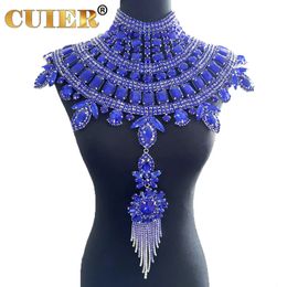 Chokers CUIER Super Gorgeous Glass Strass Necklace Crystal SS28 Drag Queen Huge Jewellery for Men Women Tassel Pendant Body Chain Tops 230927