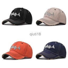 Ball Caps 4 Colors Embroidery Bony Fish Baseball Cap Versatile Soft Top Cap Fashionable Sunscreen Hat for Men and Women x0927