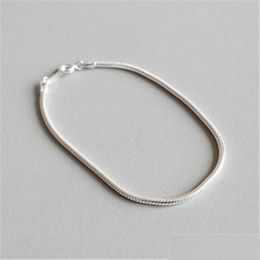 Other 100% 925 Sterling Sier Bracelets Bangle 2Mm Snake Chain Bracelet For Women Pseira Feminina 16Cm Jewellery Necklaces Pendants Dhq6F