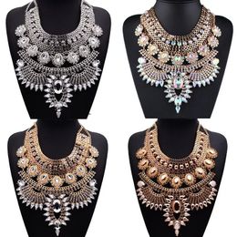 Chokers Boho Ethnic Big Bib Maxi Choker Women Jewellery Indian Vintage Statement Crystal Rhinestone Large Collar Necklace Girl 230927