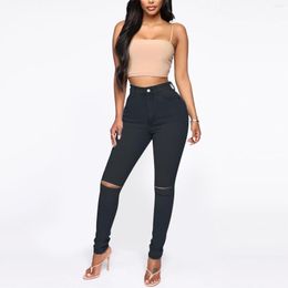 Women's Jeans Women Ripped Stretch Slim Button High Waist Sexy Pants Y2k Pencil Plus Size Pantalones Holgados Mujer