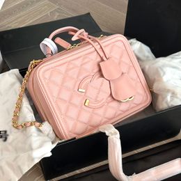 2024 Designer Bag the Box Makeup Bag Caviar Fabric Can Be Made One Shoulder Crossbody Super Versatile Leisure Chain Bag Size 25cm Full Package