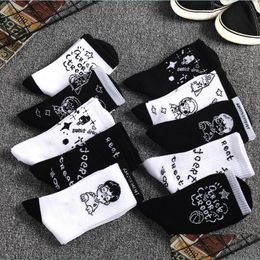 Shoe Parts Accessories Fashion Street Cture Men And Women Socks Cotton White Black Graffiti Harajuku Hiphop Skateboard Sport Funny Dhsur