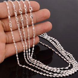 Whole- 10pcs lot Fashion Silver Necklace Chains 2mm 925 Jewellery Silver Plated Double Water Wave Chain Necklace 16 -30&quo298A