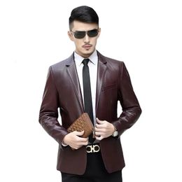 Men's Leather Faux Natural Genuine Suit Jackets Slim Jacket Wine Red Sheepskin Spring and Autumn mens jacket motorcycle 230927