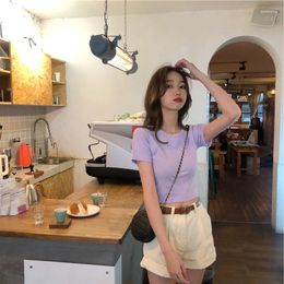 Women's T Shirts Woman's Tshirts Summer Short Sleeve O-neck Solid Colour Casual Clothing Ladies Tops Tee Shirt Drop ZBBM8089