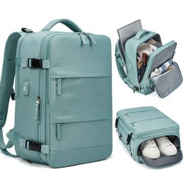Mochila feminina para laptop 15.6 polegadas, mochila escolar com carregamento usb para adolescentes, bolsa de sapato independente, mochila de viagem ao ar livre