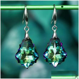 Dangle & Chandelier Sier Austrian Crystal Colorf Baroque Leaf Fashion Dangle Earring Jewelry Good Gift Drop Earrings Wholesale Jewelry Dhha2