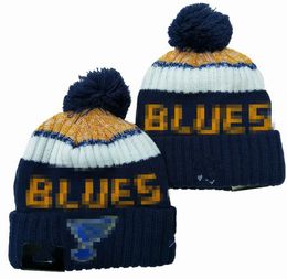 Blues Beanie Beanies North American Hockey Ball Team Side Patch Winter Wool Sport Knit Hat Skull Caps A0