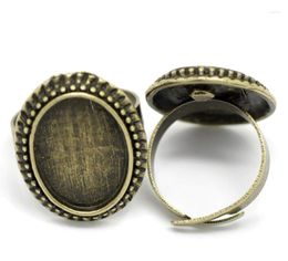 Cluster Rings DoreenBeads 10PCs Antique Bronze Adjustable Oval Cabochon Ring Settings 17.5mm US 7 (Fit 18mmx13mm) (B19816) Yiwu