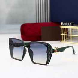Designer Brand Retro Oversized Square Polarised Sunglasses for Women Men Vintage Shades UV400 Classic Large Metal Frame Sun Glasses 3632