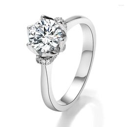 Cluster Rings Real Moissanite 1 CT D Colour Diamond Engagement For Women S925 Sterling Silver Plated Black GolWedding Bands Fine Jewellery