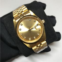 Automatic Asia 2813 luxury Watches yellow Gold Men women Datejust 36mm sweeping Watches Glide smooth second hand luminous needles 209u