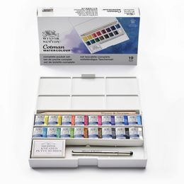 Other Office School Supplies Winsor Tonne Cotman Portable Travel Watercolour Paint Set Complete Pocket 16 Half Pans Brush Eraser Palette 230927