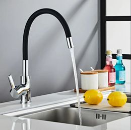 Kitchen Faucets Baokemo Colourful Tube Silicone Sink Faucet And Cold Water Mixer Tap 360 Degree Rotating Flexible Hose Deck Mount 230921