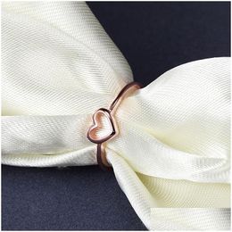 Band Rings Minimalist Heart-Shaped Love Ring For Women Good Friend Gift Rose Gold Lovers Simple Finger Knuckles Size 5 -11 Jewellery Rin Dhmb1