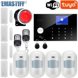 Alarm systems Tuya WIFI GSM Home Security Alarm System With Wireless Wired Motion Sensor Detector Burglar Alarm For Garden Home Alarm System YQ230927