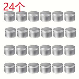 24 Pack Round Metal Tins Box Candle Tin Black Aluminium Jar Storage Empty Pot Plain Cream Cosmetic Container259f