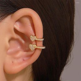 Backs Earrings 1pc Fashion Fake Piercing Ear Cuff For Women Girls Crystal Copper Jewelry Love Heart Star Dangle Chain Clip Earring