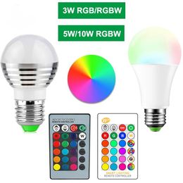 E27 E14 LED 16 Colour Changing RGB rgbw Light Bulb Lamp 85-265V RGB Led Light Spotlight + IR Remote Control LL