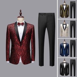 Men's Suits 2Pcs/Set Trendy Stage Performance Suit Skin-touch Show Wear Slim Fit Wedding Party