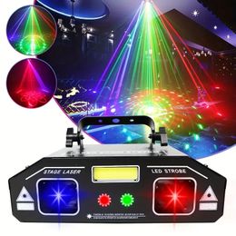 1pc 3 In 1 Beam Line Scanning Laser Light Dj Sound Control Strobe Light Burst Flash Ktv Stage Light Projection Light For Club Christmas Halloween Birthday Decoration