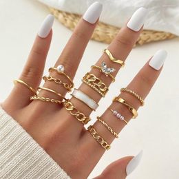 Wedding Rings EN 2023 Gold Colour Hollow Set For Women Fashion Geometric Pearl Butterfly Finger Female Trendy Jewellery