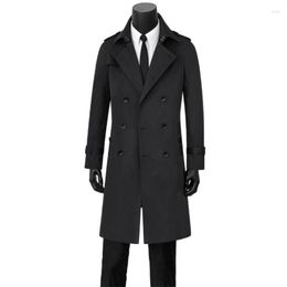 Men's Trench Coats Windbreaker Long Middle-Aged And Young Business Casual Gentleman'S Atmospheric Father'S Dress Black Hombre