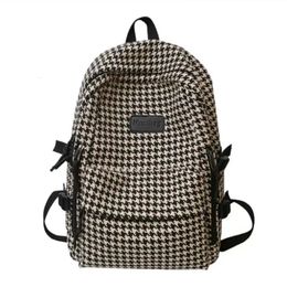 School Bags High Quality Houndstooth Men and Women Backpack Large Capacity 230927