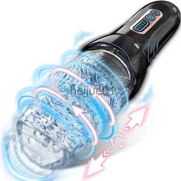 Masturbators Rotating Vibrating Masturbator for Men Real Oral Glans Trainer Penis Massager Masturbators Cup Vibrator Adult Sex Toys for Male x0926