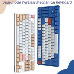 Keyboards AK832 87 Keys Bluetooth Gaming Mechanical Keyboard Red Blue Shaft Swap Wireless 2 4G USB Dual mode for Gamer Laptop 230927