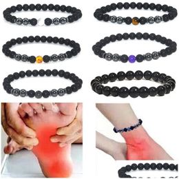 Anklets Anti-Swelling Black Obsidian Anklet Adjustable Weight-Loss Magnets Ankle Gift Drop Delivery Jewelry Dh90V