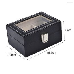 Watch Boxes Box Glass Top Case Portable Jewellery Storage Convenient Rectangle PU Leather For Home