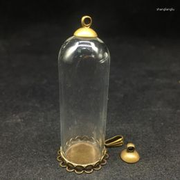 Pendant Necklaces 20pcs/lot 50x18mm Antique Bronze Double Lace Tray Glass Vial Pendants Jewelry Finding Necklace Bottle Jars Globes