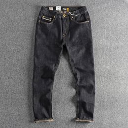 Men's Jeans Vintage Skinny For Men With Red And White Stripes Straight Legs Natural Colour Autumn Fashion