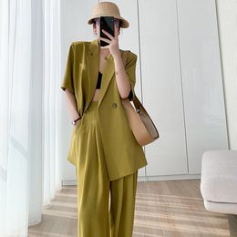 Women's Suits Korean Style Jacket Fashionable Versatile Thin Short Sleeve Suit Single Coat Fashion Womens Tops And Blouses