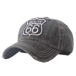 Ball Caps 2021Vintage Washed Cotton ROUTE 66 Embroidery Baseball Cap Hat for Women Men Outdoor Sports Caps Good Quality Hip Hop Fitted Cap x0927