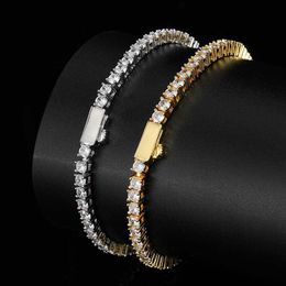 Rock Tennis Chains Spring buckle Hip-hop Tide Men's Bracelet Zircon-microencased 3 4 5mm tennis bracelets For Men And Women I238v