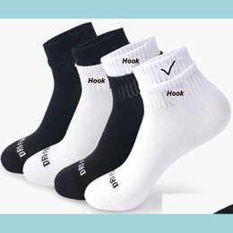 Shoe Parts Accessories Fashion Brand Logo Breathable Mens Socks Short Ankle Elastic Solid Color Mesh High Quality Cotton Business Dhktv