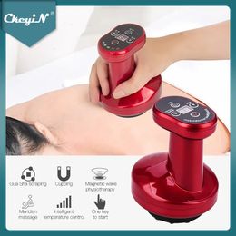 Full Body Massager CkeyIN Body Shaping Massager Electric Heat Cupping Gua Sha Scrapping Massage Negative Pressure Back Detoxification Rechargeable 230927