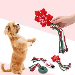 Boże Narodzenie Pet Toys Santa Claus Snowman Pies Trening, aby żuć zęby czyszczenie bawełnianego sznurka Pupply Xmas Gifts