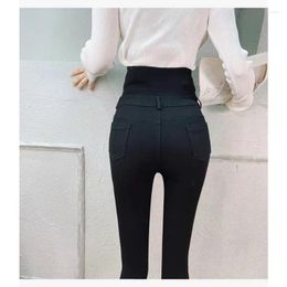 Women's Jeans 2023 Super High Waist Stretch Skinny Women Slim Button Pencil Denim Pants Design Fashion Beige Legging Vaqueros